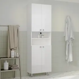 Soldat Baie Zaria, 4 Usi, Alb lucios/Alb, MDF, L 60 x l 27 x H 190 cm